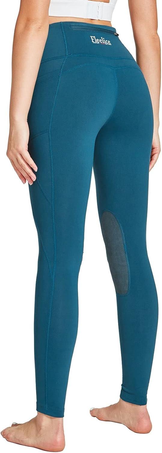 imageFitsT4 Sports Womens Fleece Lined Riding Breeches Winter Equestrian Pants Knee Patch Horseback Riding Tights Cell PocketNavy