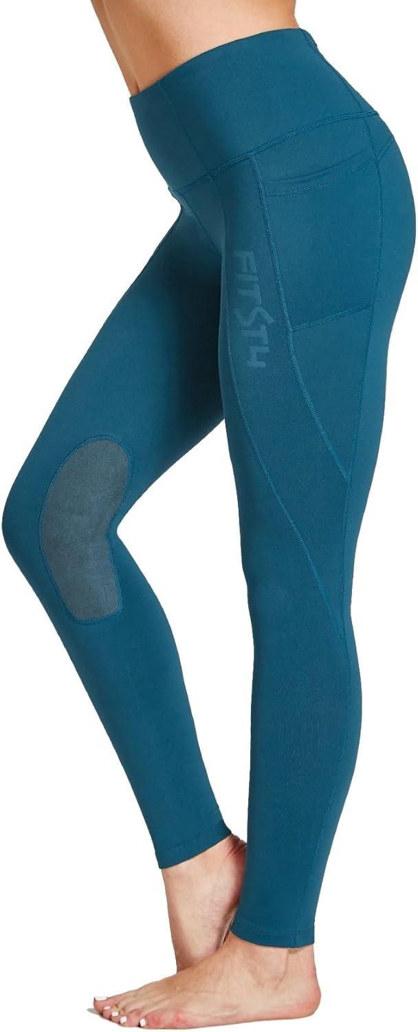 imageFitsT4 Sports Womens Fleece Lined Riding Breeches Winter Equestrian Pants Knee Patch Horseback Riding Tights Cell PocketNavy