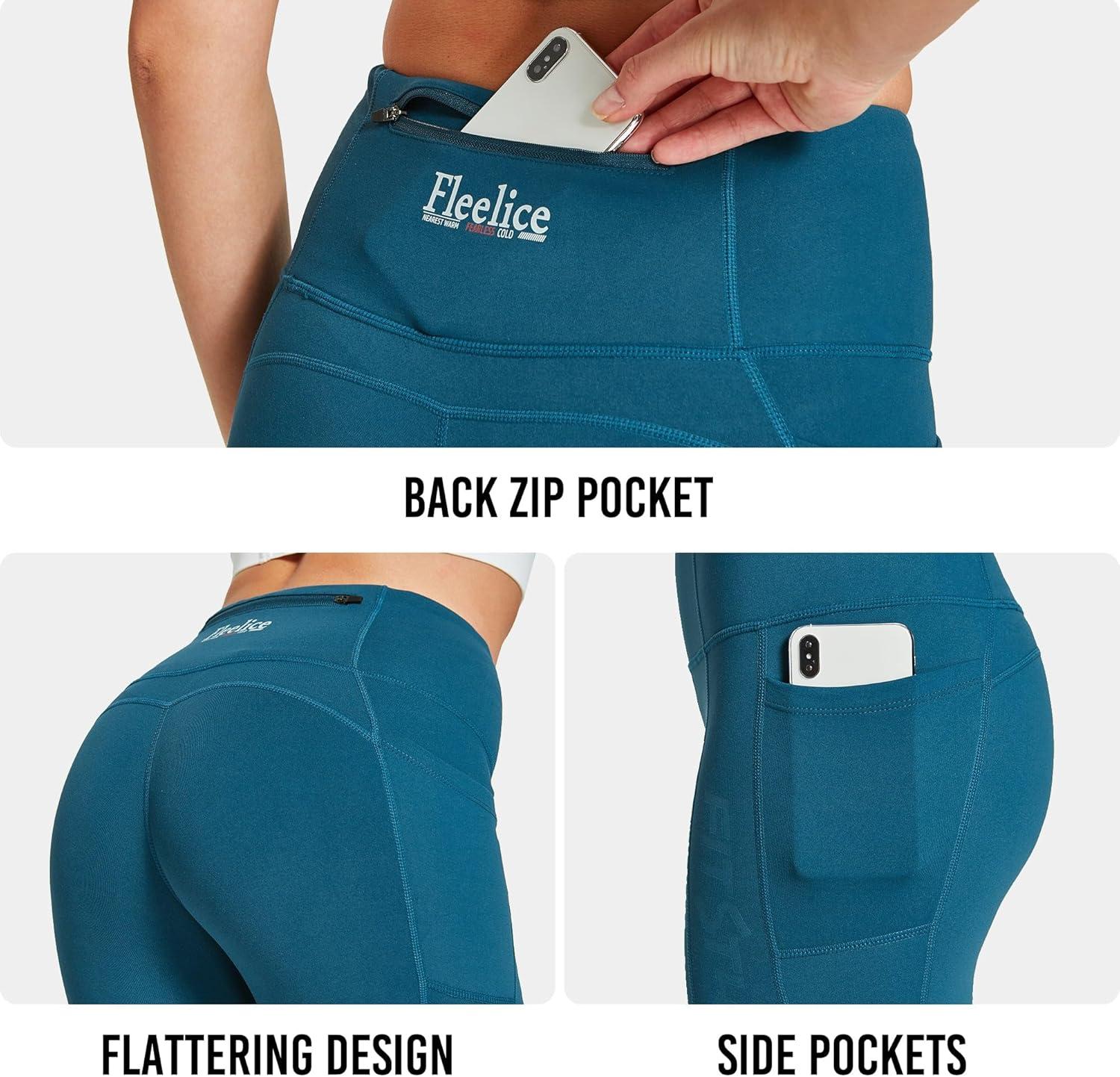 imageFitsT4 Sports Womens Fleece Lined Riding Breeches Winter Equestrian Pants Knee Patch Horseback Riding Tights Cell PocketNavy