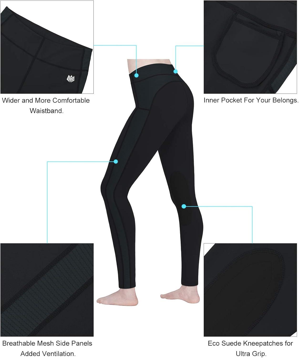 imageFitsT4 Sports Womens Riding Tights Knee Patch Ventilated Active Schooling TightsBlack