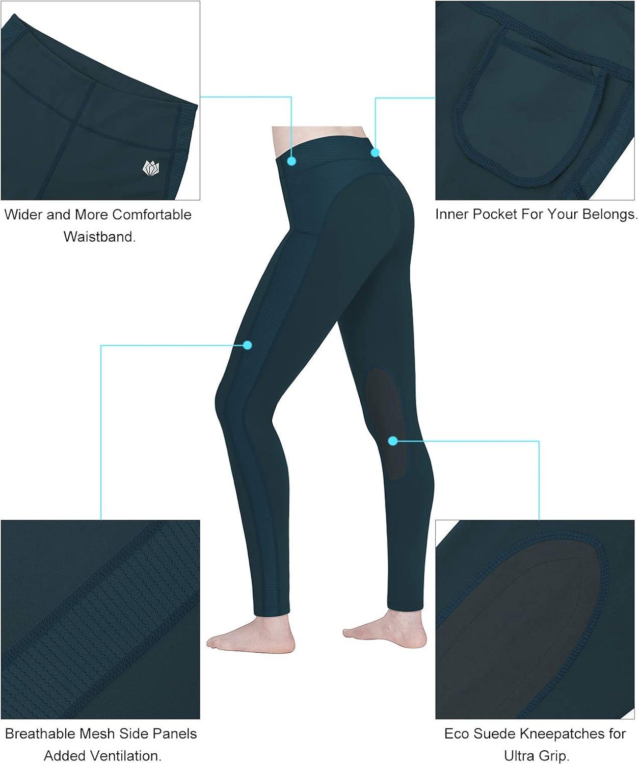 imageFitsT4 Sports Womens Riding Tights Knee Patch Ventilated Active Schooling TightsBlue Wing Teal