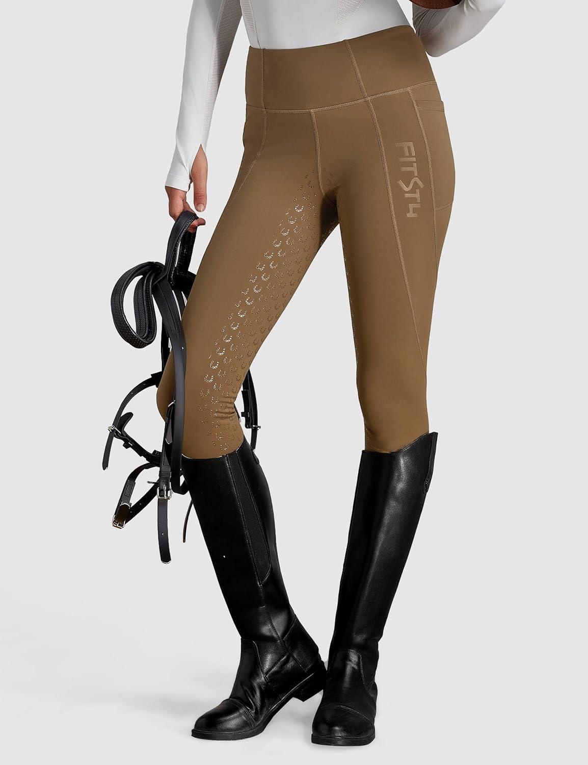 imageFitsT4 Sports Womens Winter Riding Breeches Fleece Lined Horse Riding Pants Tights Full Seat Silicone Equestrian BreechesBrown
