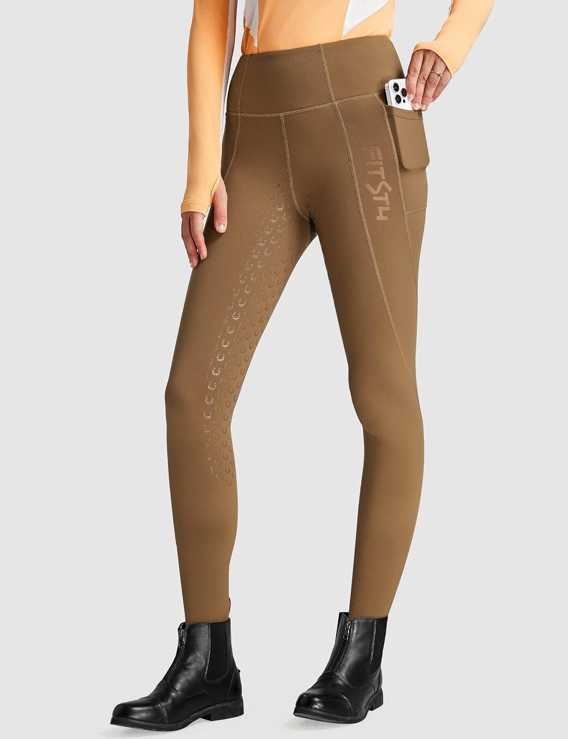 imageFitsT4 Sports Womens Winter Riding Breeches Fleece Lined Horse Riding Pants Tights Full Seat Silicone Equestrian BreechesBrown