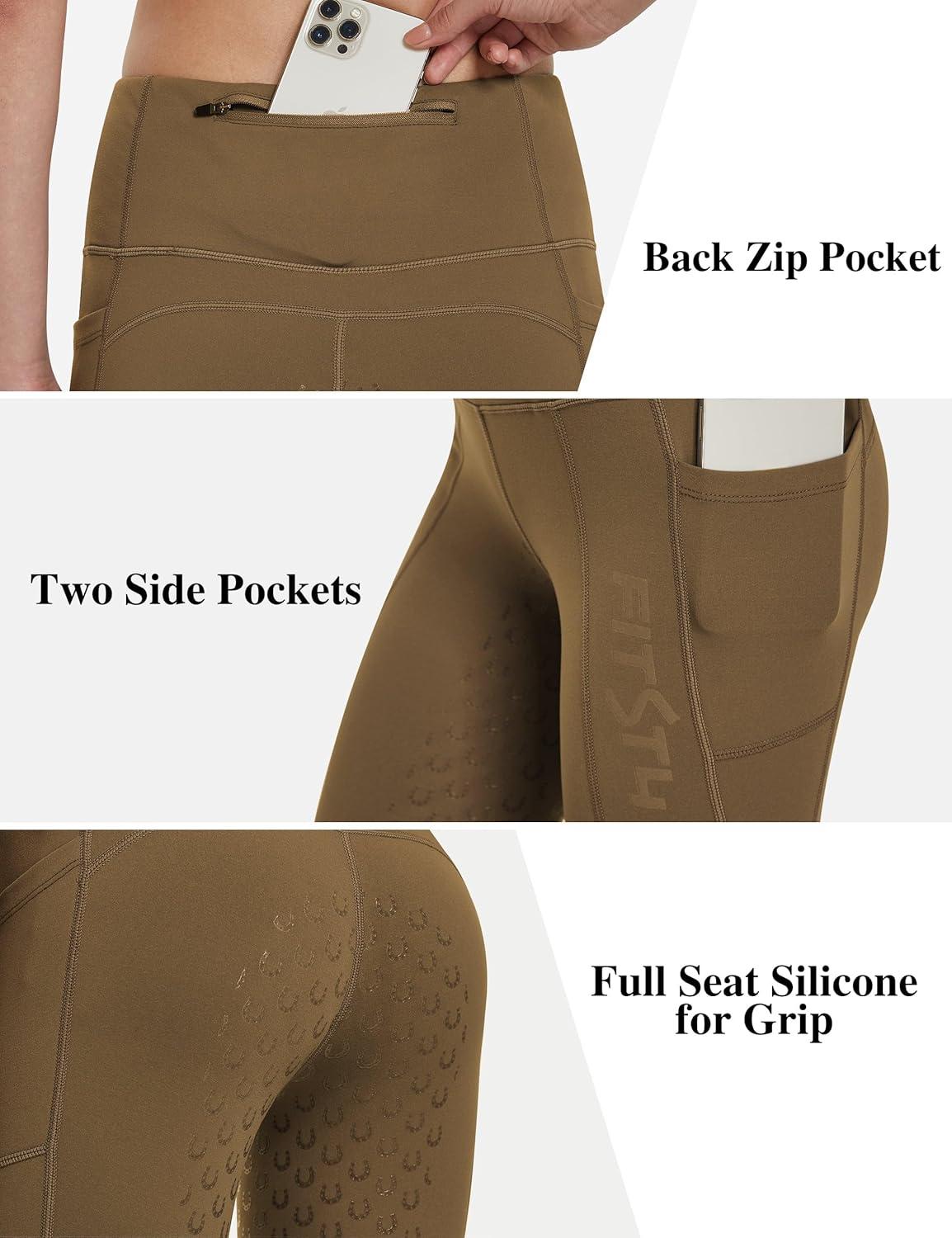 imageFitsT4 Sports Womens Winter Riding Breeches Fleece Lined Horse Riding Pants Tights Full Seat Silicone Equestrian BreechesBrown