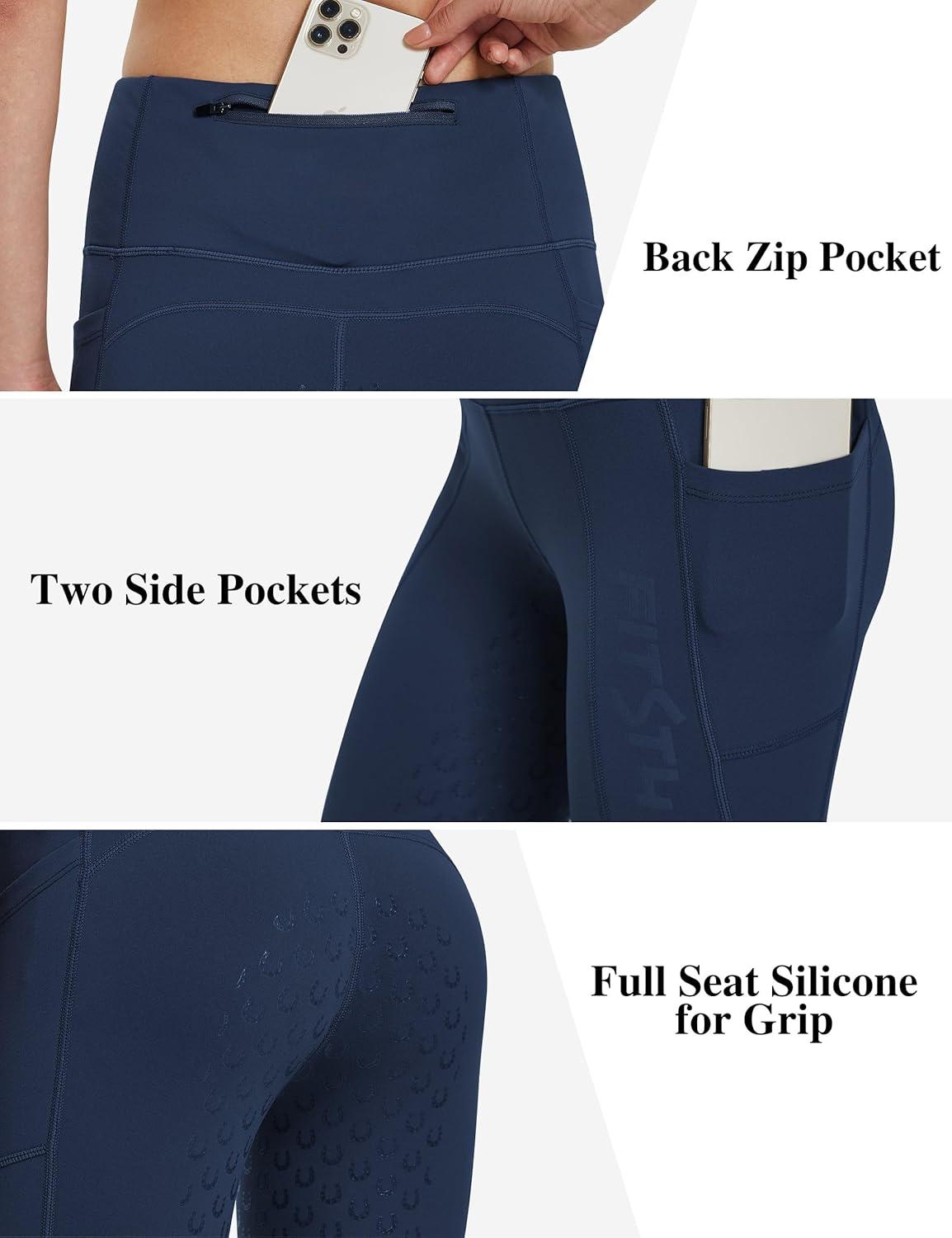imageFitsT4 Sports Womens Winter Riding Breeches Fleece Lined Horse Riding Pants Tights Full Seat Silicone Equestrian BreechesDark Blue