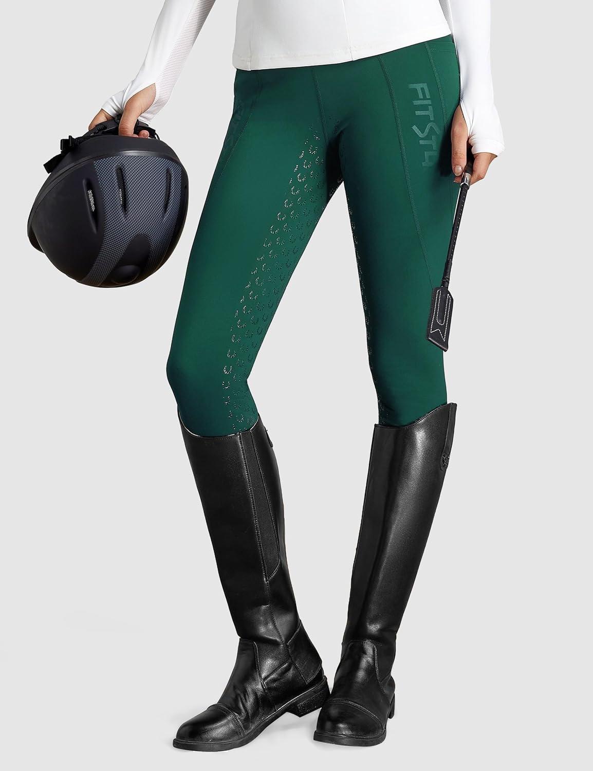 imageFitsT4 Sports Womens Winter Riding Breeches Fleece Lined Horse Riding Pants Tights Full Seat Silicone Equestrian BreechesDark Green