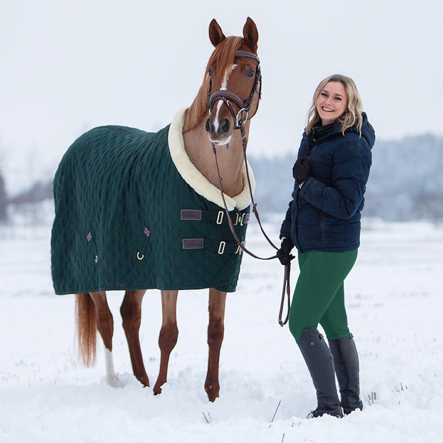 imageFitsT4 Sports Womens Winter Riding Breeches Fleece Lined Horse Riding Pants Tights Full Seat Silicone Equestrian BreechesDark Green