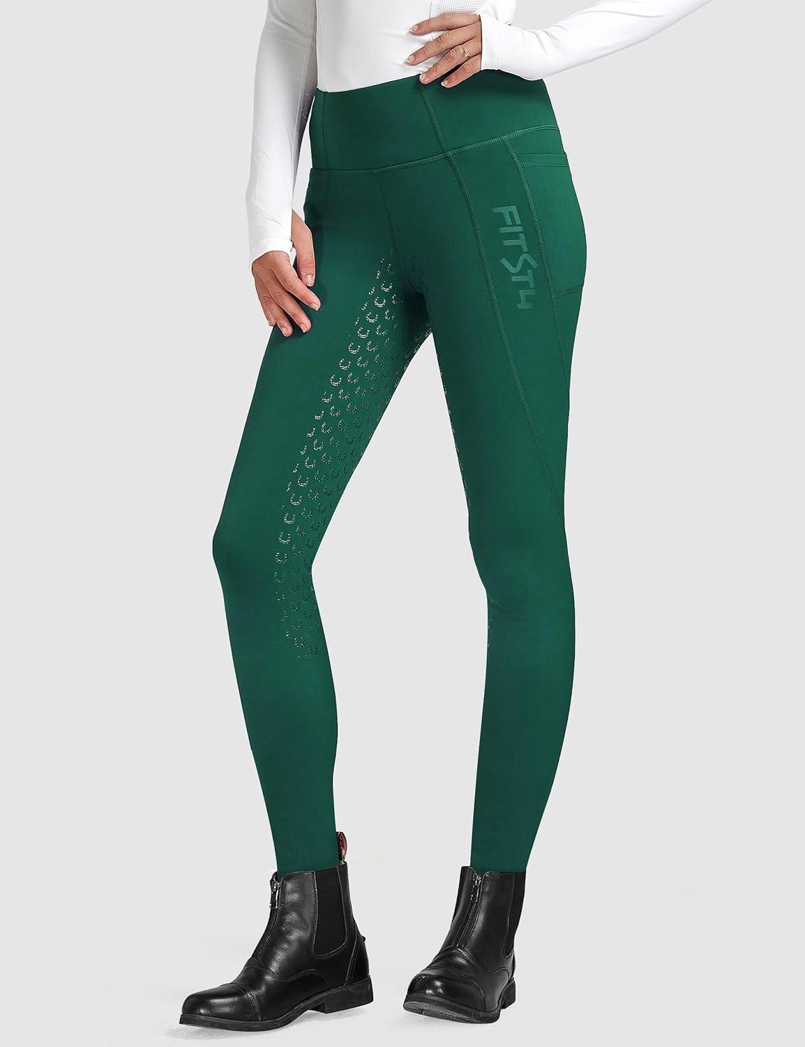 imageFitsT4 Sports Womens Winter Riding Breeches Fleece Lined Horse Riding Pants Tights Full Seat Silicone Equestrian BreechesDark Green