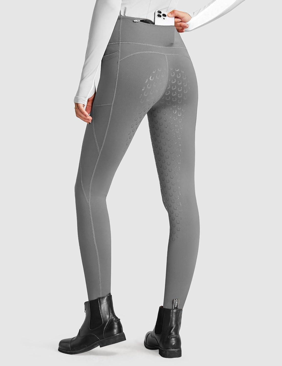 imageFitsT4 Sports Womens Winter Riding Breeches Fleece Lined Horse Riding Pants Tights Full Seat Silicone Equestrian BreechesGrey