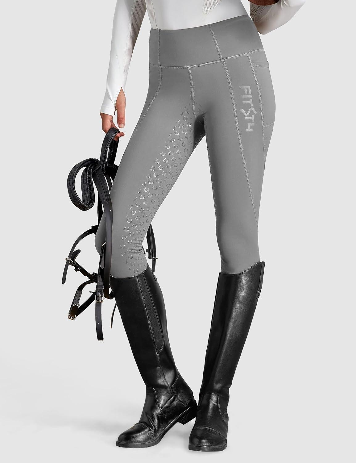 imageFitsT4 Sports Womens Winter Riding Breeches Fleece Lined Horse Riding Pants Tights Full Seat Silicone Equestrian BreechesGrey