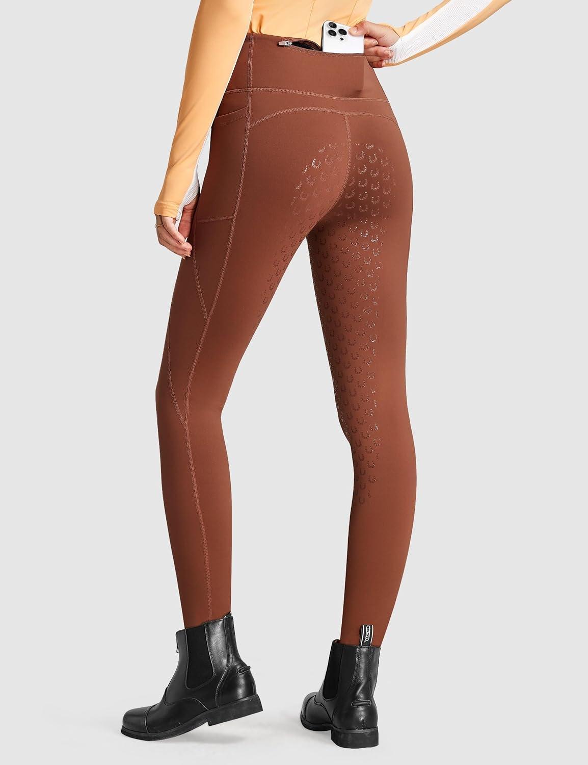 imageFitsT4 Sports Womens Winter Riding Breeches Fleece Lined Horse Riding Pants Tights Full Seat Silicone Equestrian BreechesRust