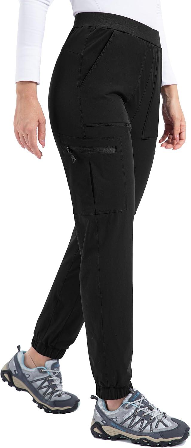 imageFitst4 Womens Hiking Pants Fleece Lined Waterproof Windproof Outdoor Cargo Joggers Winter Warm Camping Pants w Zipper Pockets