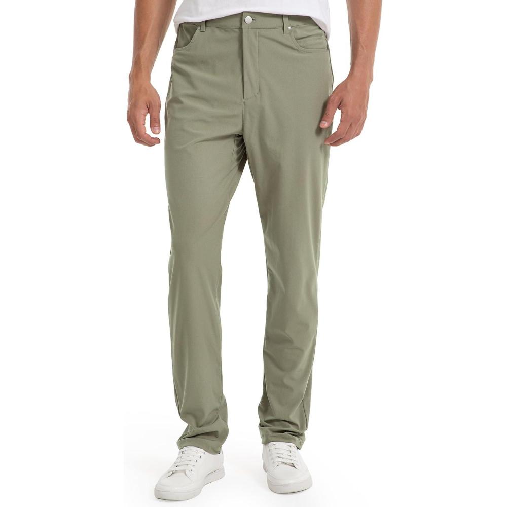 imageFitsT4 Mens Golf Pants Stretch Relaxed Fit with 6 Pockets 30quot32quot Lightweight Quick Dry WrinkleFree Dress TrouserGrey Sage
