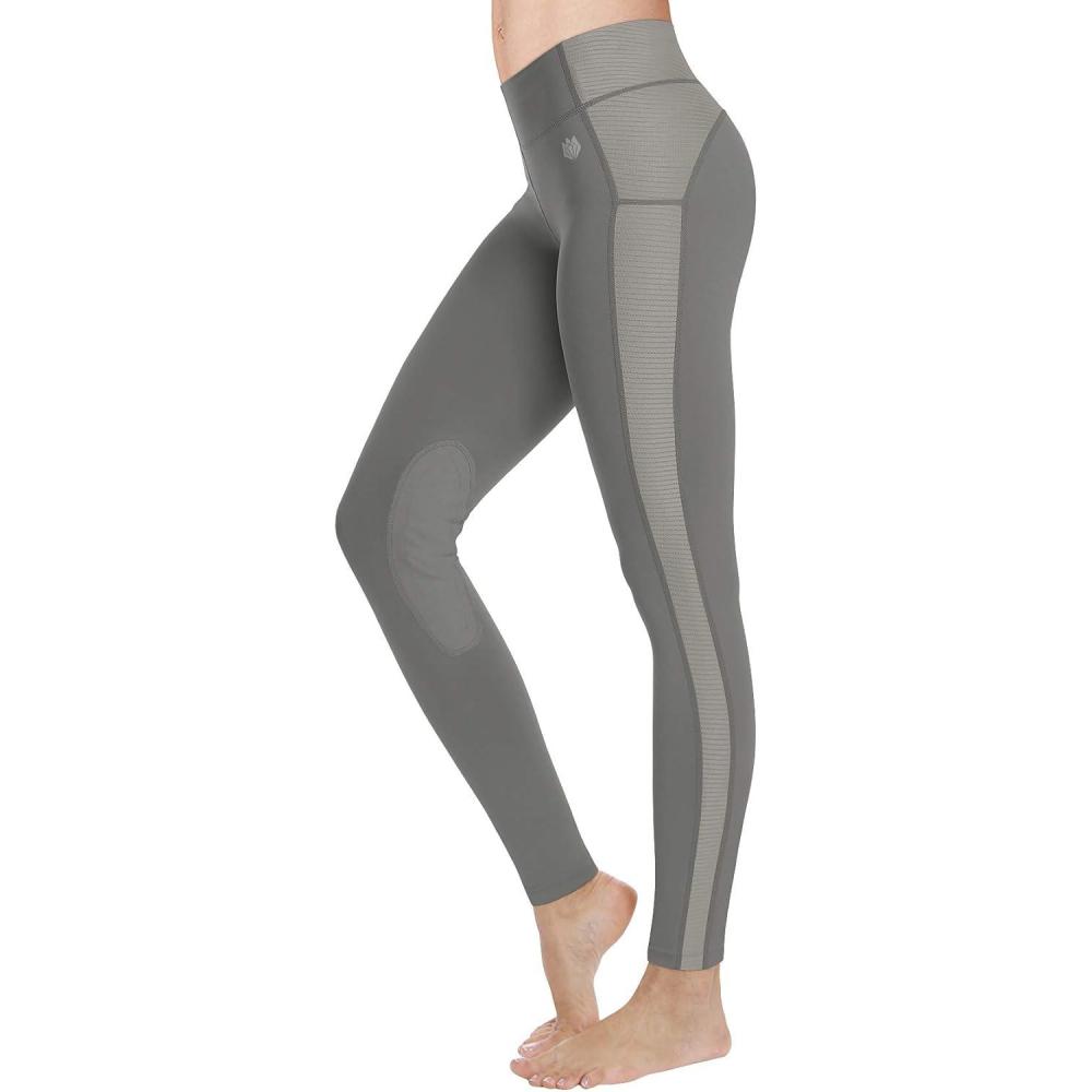 imageFitsT4 Sports Womens Riding Tights Knee Patch Ventilated Active Schooling TightsCharcoal Gray