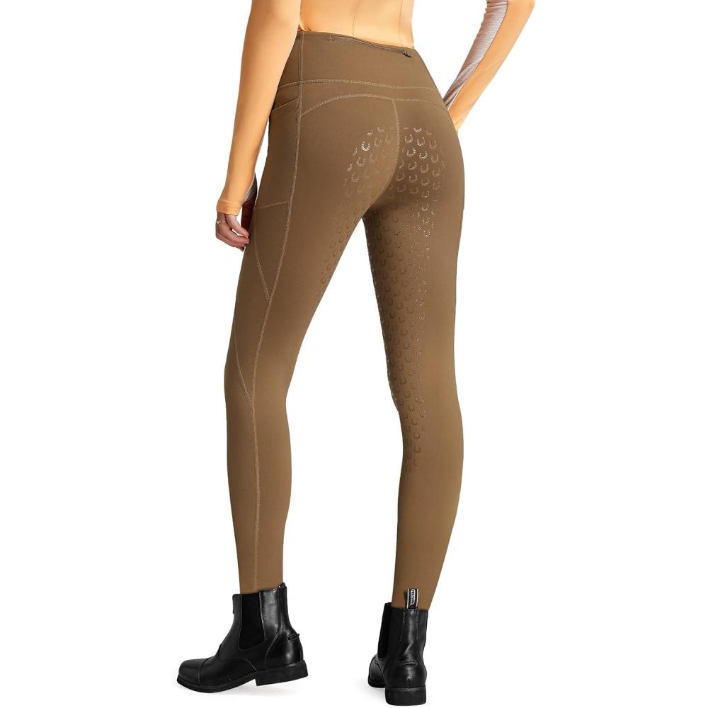 imageFitsT4 Sports Womens Winter Riding Breeches Fleece Lined Horse Riding Pants Tights Full Seat Silicone Equestrian BreechesBrown