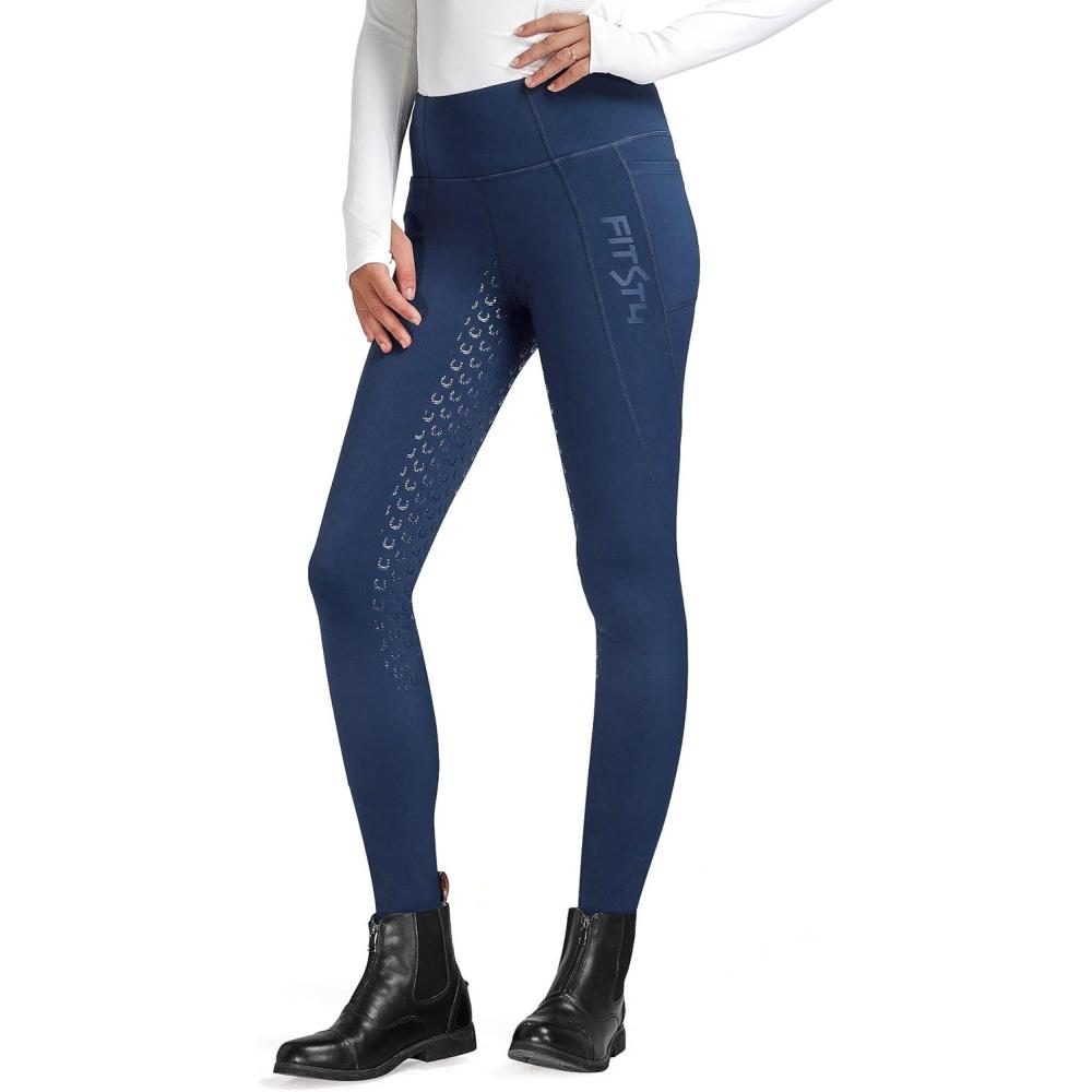 imageFitsT4 Sports Womens Winter Riding Breeches Fleece Lined Horse Riding Pants Tights Full Seat Silicone Equestrian BreechesDark Blue