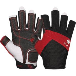 FitsT4 Sports Kayaking Gloves 3/4 or Full Finger Padded Palm Fingerless Gloves for Men Women Youth Perfect for Sailing Paddling Canoeing Boating Workout Rowing SUP and Other Water Sports(red)