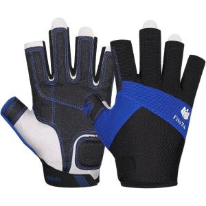 FitsT4 Sports Kayaking Gloves 3/4 or Full Finger Padded Palm Fingerless Gloves for Men Women Youth Perfect for Sailing Paddling Canoeing Boating Workout Rowing SUP and Other Water Sports(blue)