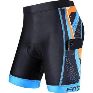 FitsT4 Sports Kids Cycling Bike Shorts Boys Girls Printed Biking Shorts with Pockets(Blue/Orange)