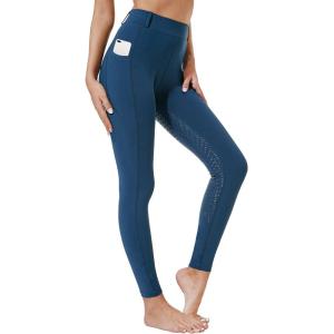 FitsT4 Sports Kids Full Seat Silicon Grip Riding Tights Horseback Riding Equestrian Schooling Breeches(Navy)