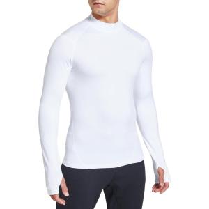 FitsT4 Sports Men’s Thermal Fleece Lined Mock Neck Baselayer Tops(White)