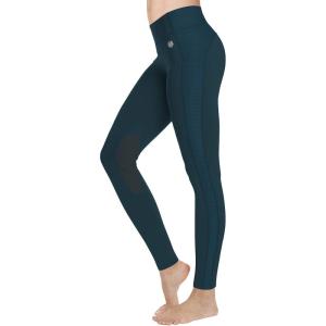 FitsT4 Sports Women’s Riding Tights Knee Patch Ventilated Active Schooling Tights(Blue Wing Teal)