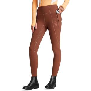 FitsT4 Sports Women’s Winter Riding Breeches Fleece Lined Horse Riding Pants Tights Full Seat Silicone Equestrian Breeches(Rust)