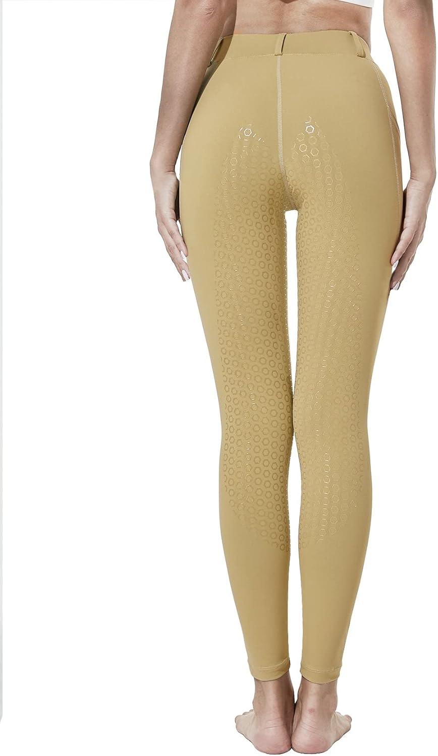 imageFitsT4 Sports Kids Full Seat Silicon Grip Riding Tights Horseback Riding Equestrian Schooling BreechesKhaki