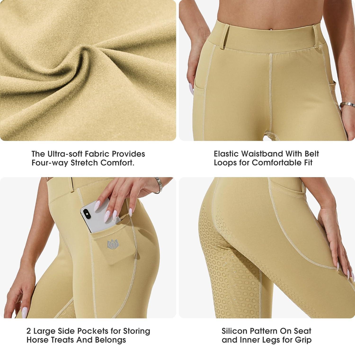 imageFitsT4 Sports Kids Full Seat Silicon Grip Riding Tights Horseback Riding Equestrian Schooling BreechesKhaki