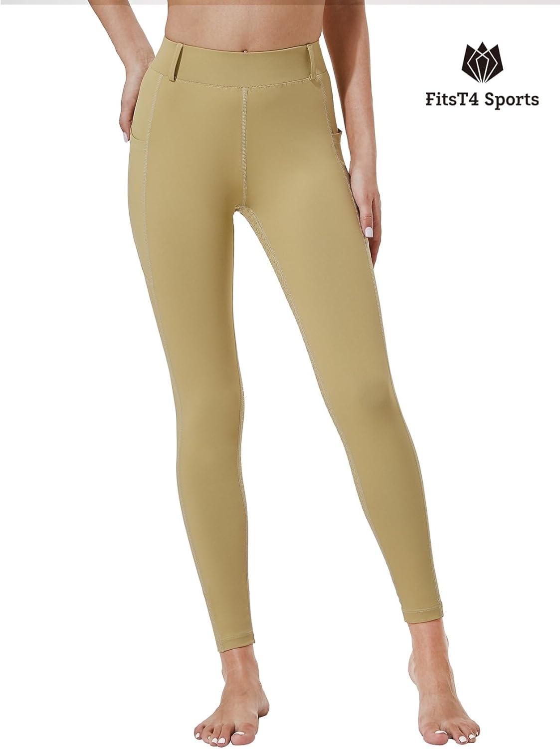 imageFitsT4 Sports Kids Full Seat Silicon Grip Riding Tights Horseback Riding Equestrian Schooling BreechesKhaki