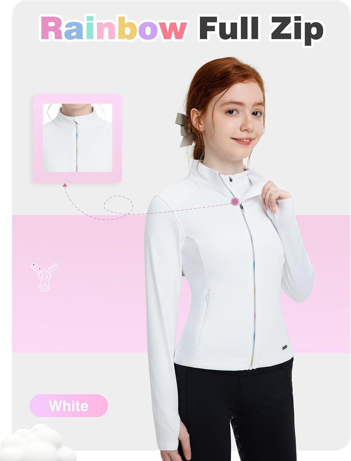 imageFitsT4 Sports Girls Fleece Equestrian Shirt Horse Riding Jacket Fall Winter Warm Horseback Riding Shirts Athletic OutwearWhite