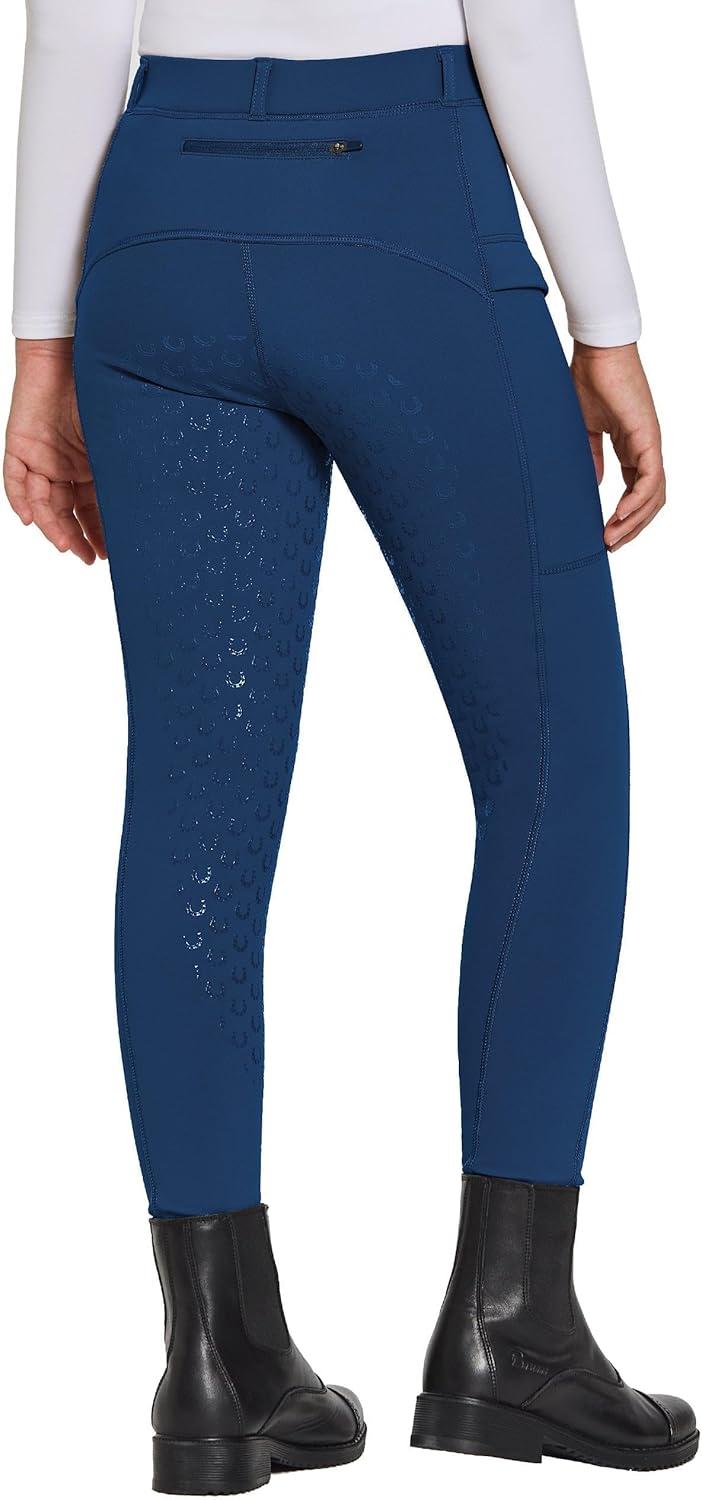 imageFitsT4 Sports Girls Winter Riding Pants Fleece Lined Riding Breeches Kids Full Seat Equestrian Pants Tights with PocketsNavyblue