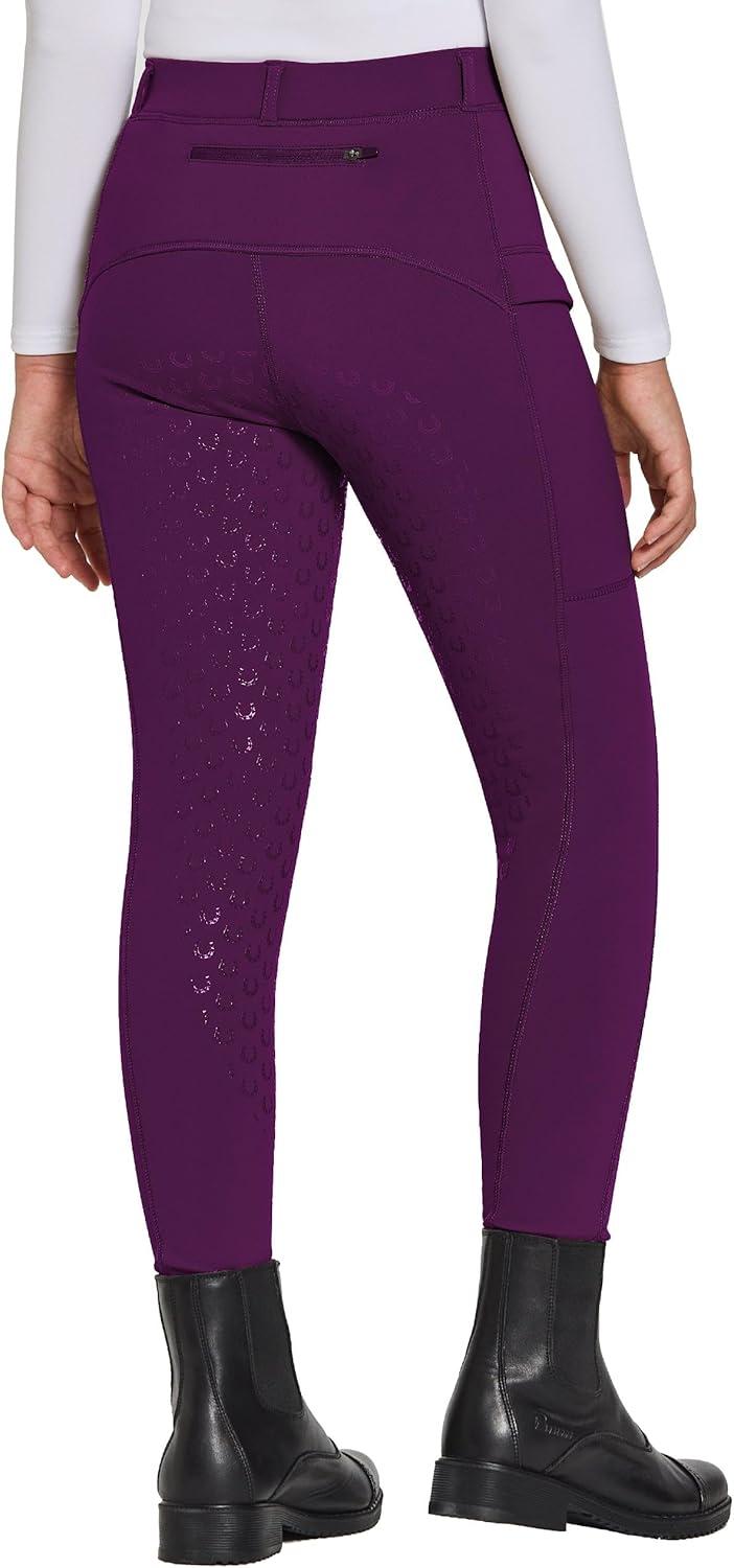 imageFitsT4 Sports Girls Winter Riding Pants Fleece Lined Riding Breeches Kids Full Seat Equestrian Pants Tights with PocketsPurple