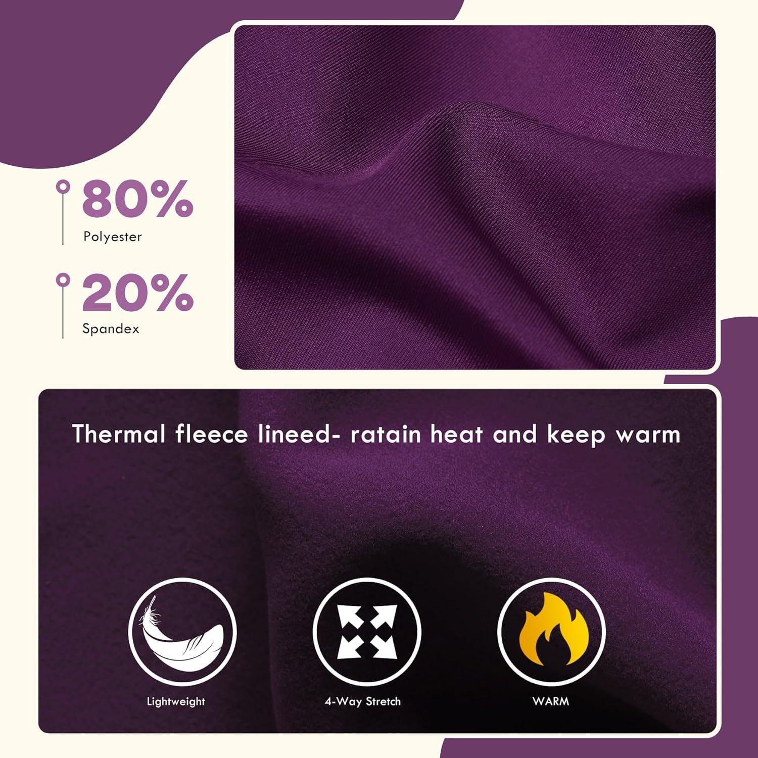 imageFitsT4 Sports Girls Winter Riding Pants Fleece Lined Riding Breeches Kids Full Seat Equestrian Pants Tights with PocketsPurple