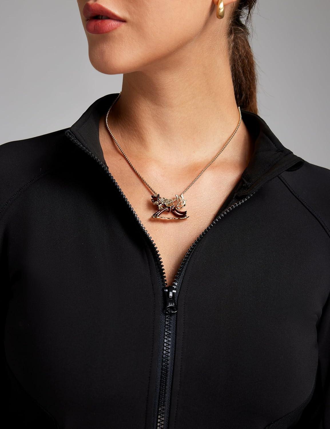 imageFitsT4 Sports Womens Equestrian Riding Shirts Long Sleeve Fleece Lined Horse FullZip Winter Thermal JacketsBlack