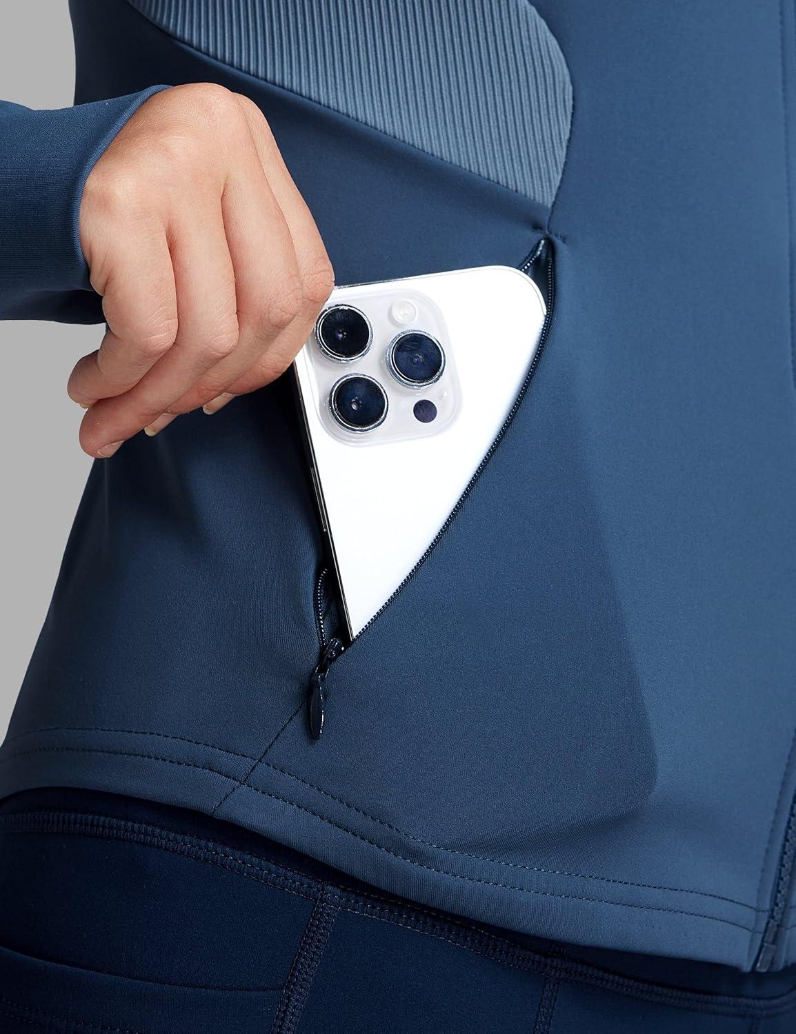 imageFitsT4 Sports Womens Equestrian Riding Shirts Long Sleeve Fleece Lined Horse FullZip Winter Thermal JacketsNavy