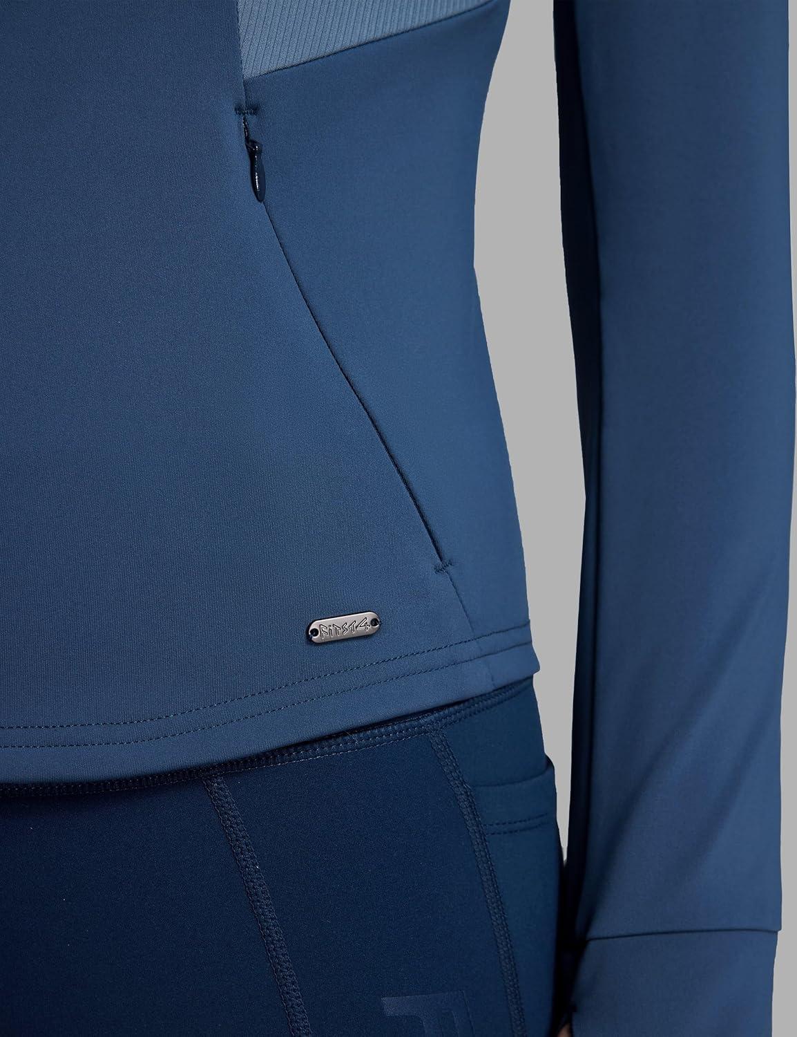 imageFitsT4 Sports Womens Equestrian Riding Shirts Long Sleeve Fleece Lined Horse FullZip Winter Thermal JacketsNavy