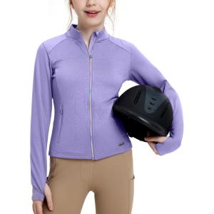 FitsT4 Sports Girls Fleece Equestrian Shirt Horse Riding Jacket Fall Winter Warm Horseback Riding Shirts Athletic Outwear(Purple)