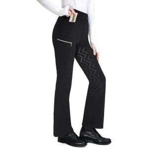 FitsT4 Sports Girls Fleece Horse Riding Pants Bootcut Winter Full Seat Riding Tights Kids Equestrian Breeches Pockets(Black)