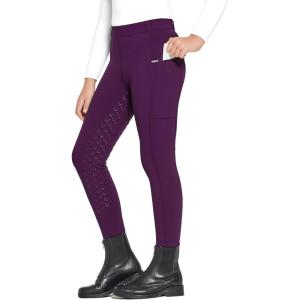 FitsT4 Sports Girls Winter Riding Pants Fleece Lined Riding Breeches Kids Full Seat Equestrian Pants Tights with Pockets(Purple)