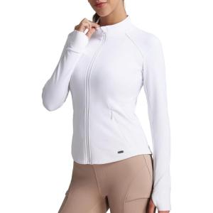FitsT4 Sports Womens Equestrian Riding Shirts Long Sleeve Fleece Lined Horse Full-Zip Winter Thermal Jackets(White)