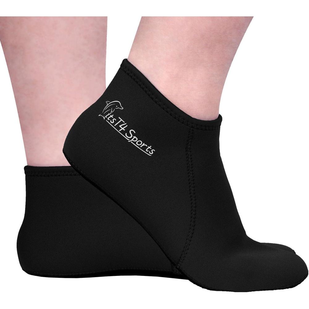 imageFitsT4 Sports Neoprene Water Socks 3mm Snorkel Fin AntiSlip Sock Swim Men Women Dive Wetsuit BootiesBlack