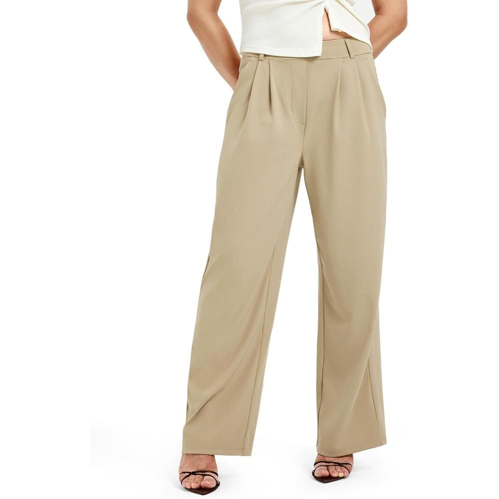 imageFitsT4 Sports Womens Wide Leg Dress Pants High Waisted Business Casual Pleated Trousers for Office Work PantsKhaki