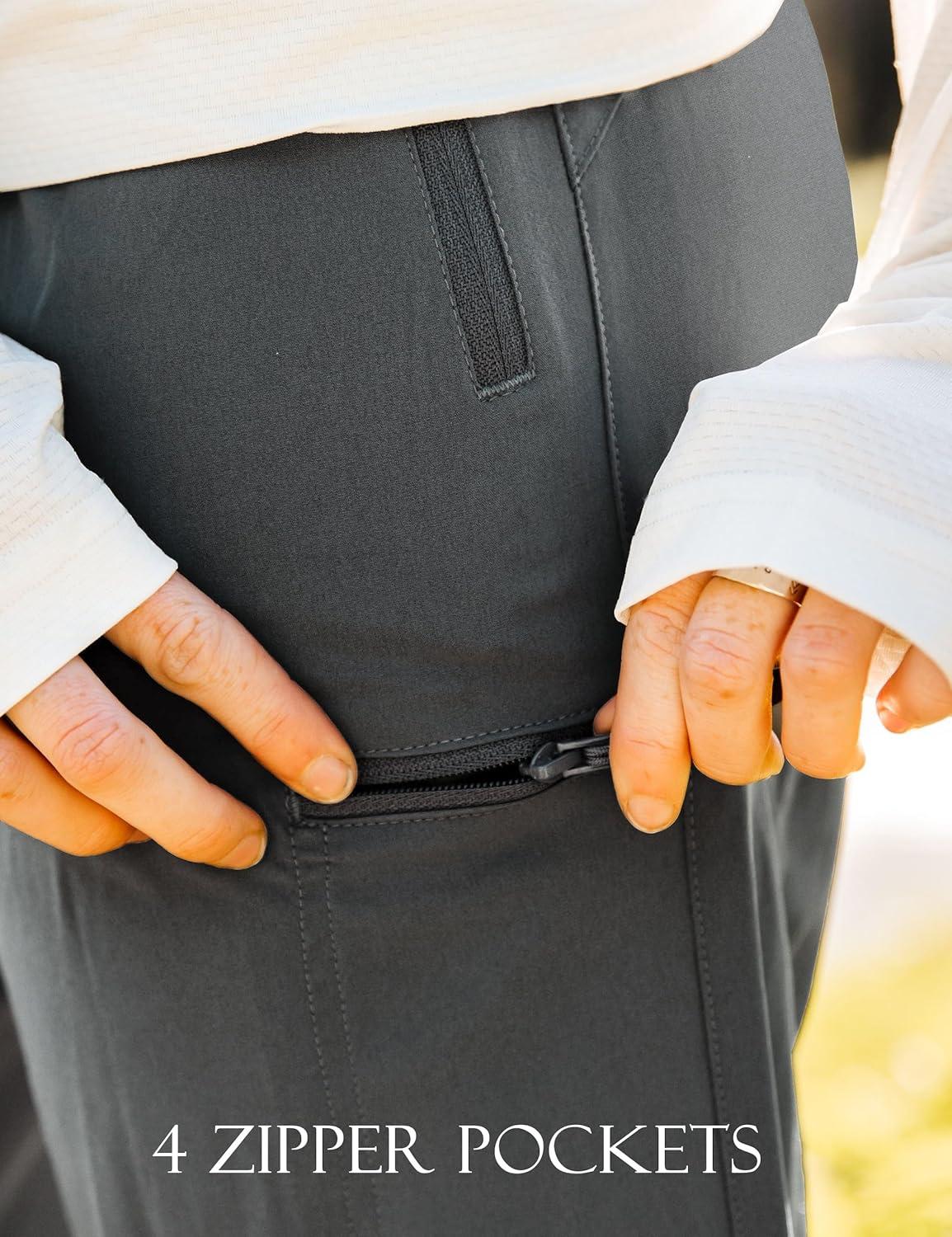 imageFitsT4 Sports Womens Cargo Hiking Capris Pants Lightweight Capris Quick Dry Drawstring Water Resistant Workout Pants