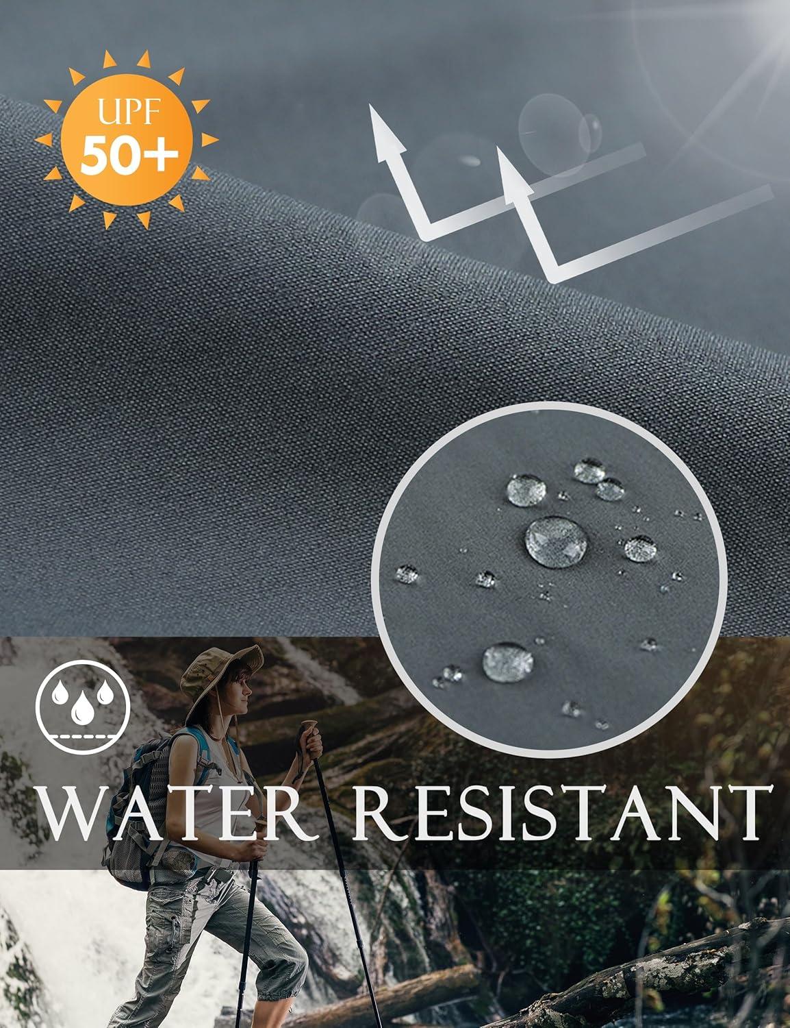 imageFitsT4 Sports Womens Cargo Hiking Capris Pants Lightweight Capris Quick Dry Drawstring Water Resistant Workout Pants