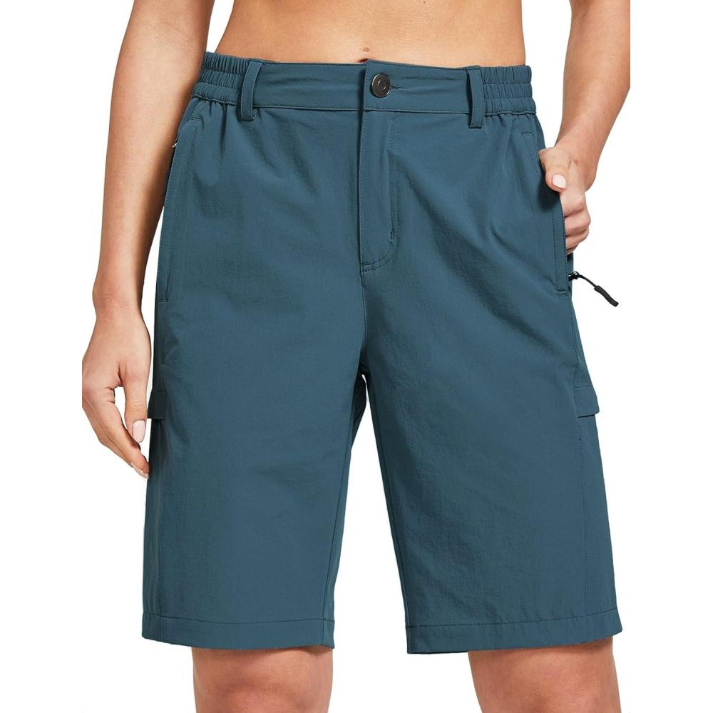 imageFitsT4 Sports Womens Lightweight Hiking Shorts Quick Dry Cargo Shorts Sun Protection Water Resistant with Multi Pockets