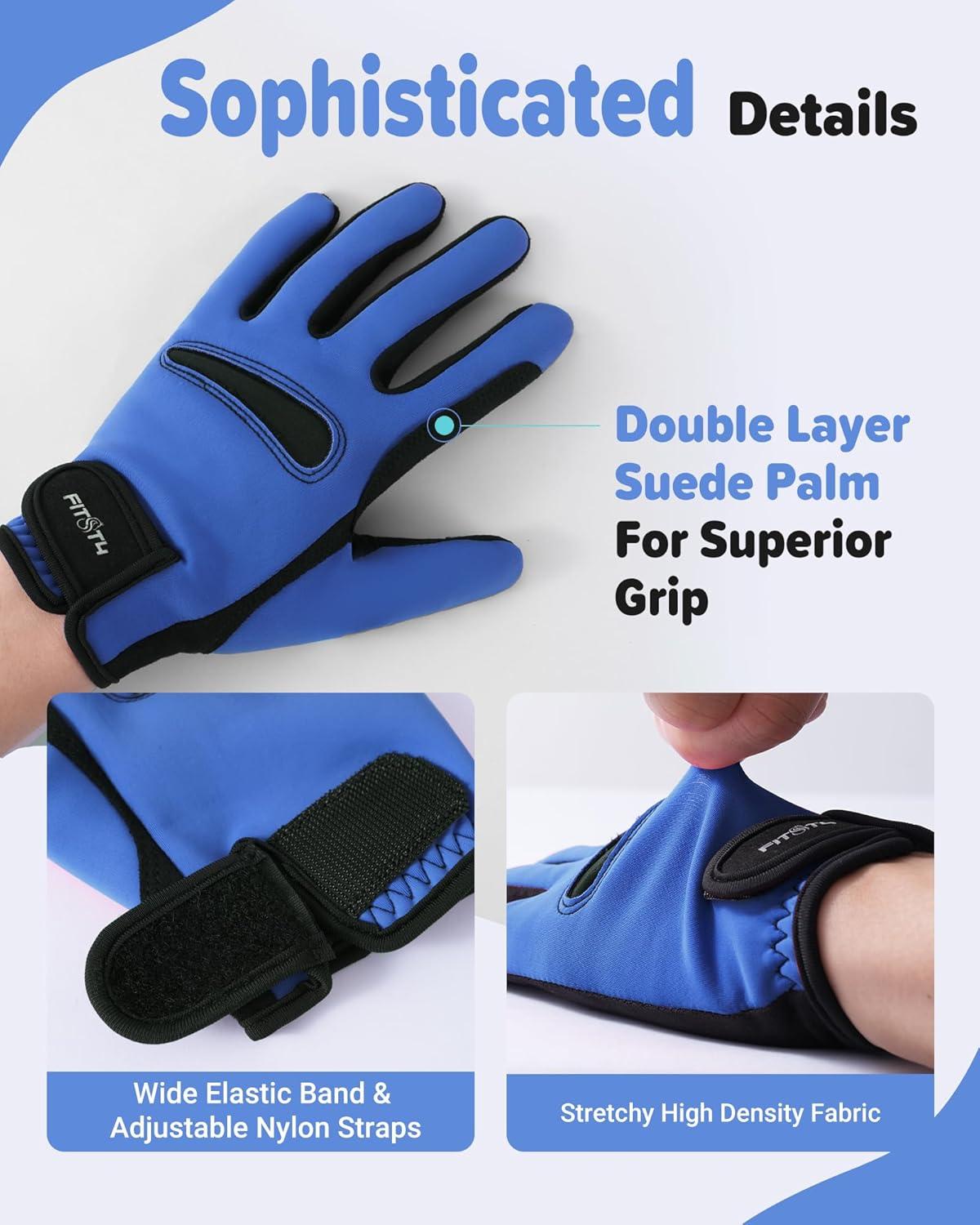 image:imageFitsT4 Sports Kids Horse Riding Gloves Winter Equestrian Gloves Girls Boys Horseback Gloves for Youth Children Cycling BikingBlue