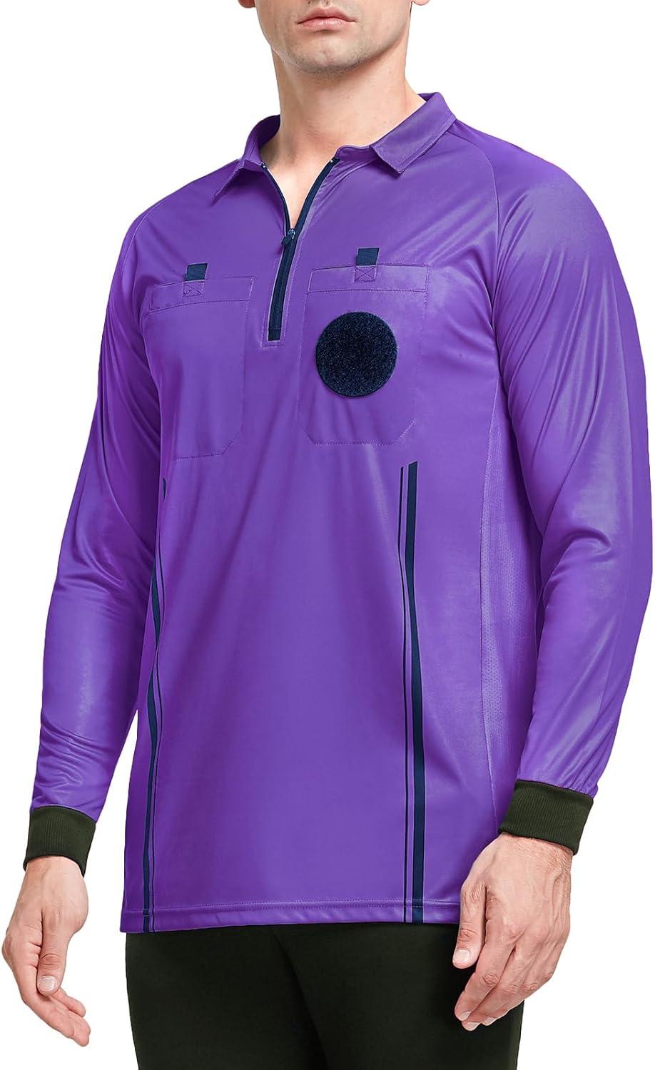 image:imageFitsT4 Sports Mens Pro Soccer Referee Jersey Long Sleeve Ref ShirtPurple