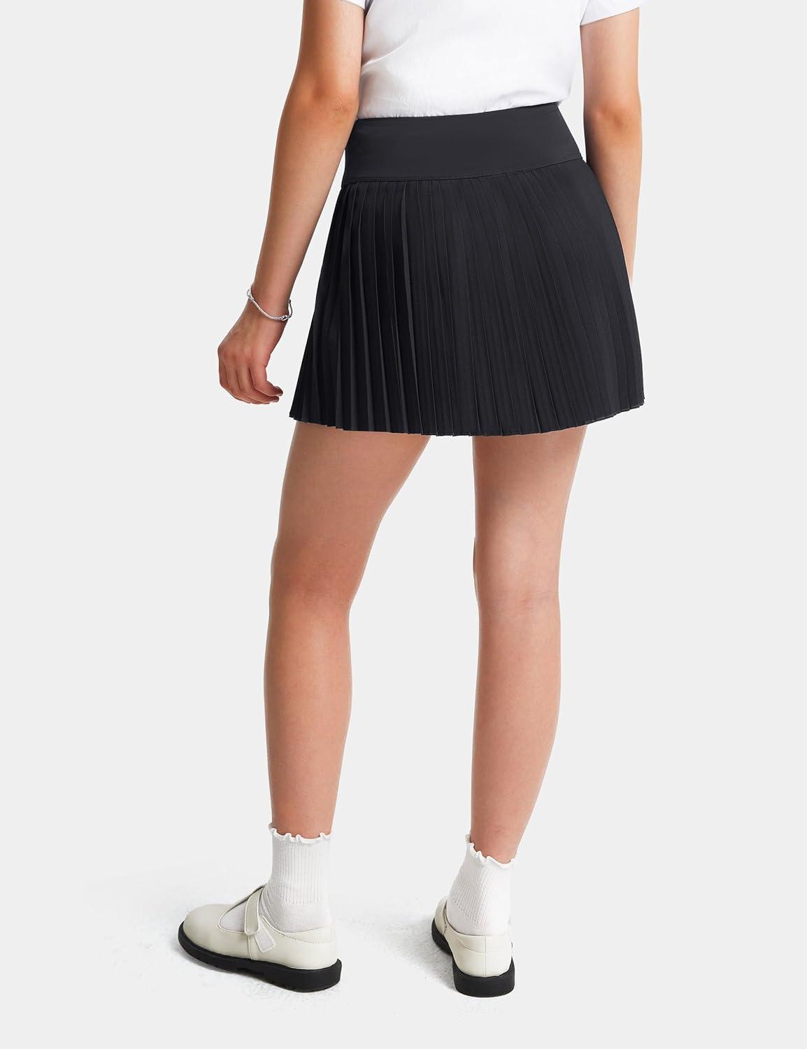image:imageFitsT4 Sports Girls Uniform Skirts Pleated Tennis Golf Skorts with Shorts amp Pockets Kids School Athletic SkortsBlack