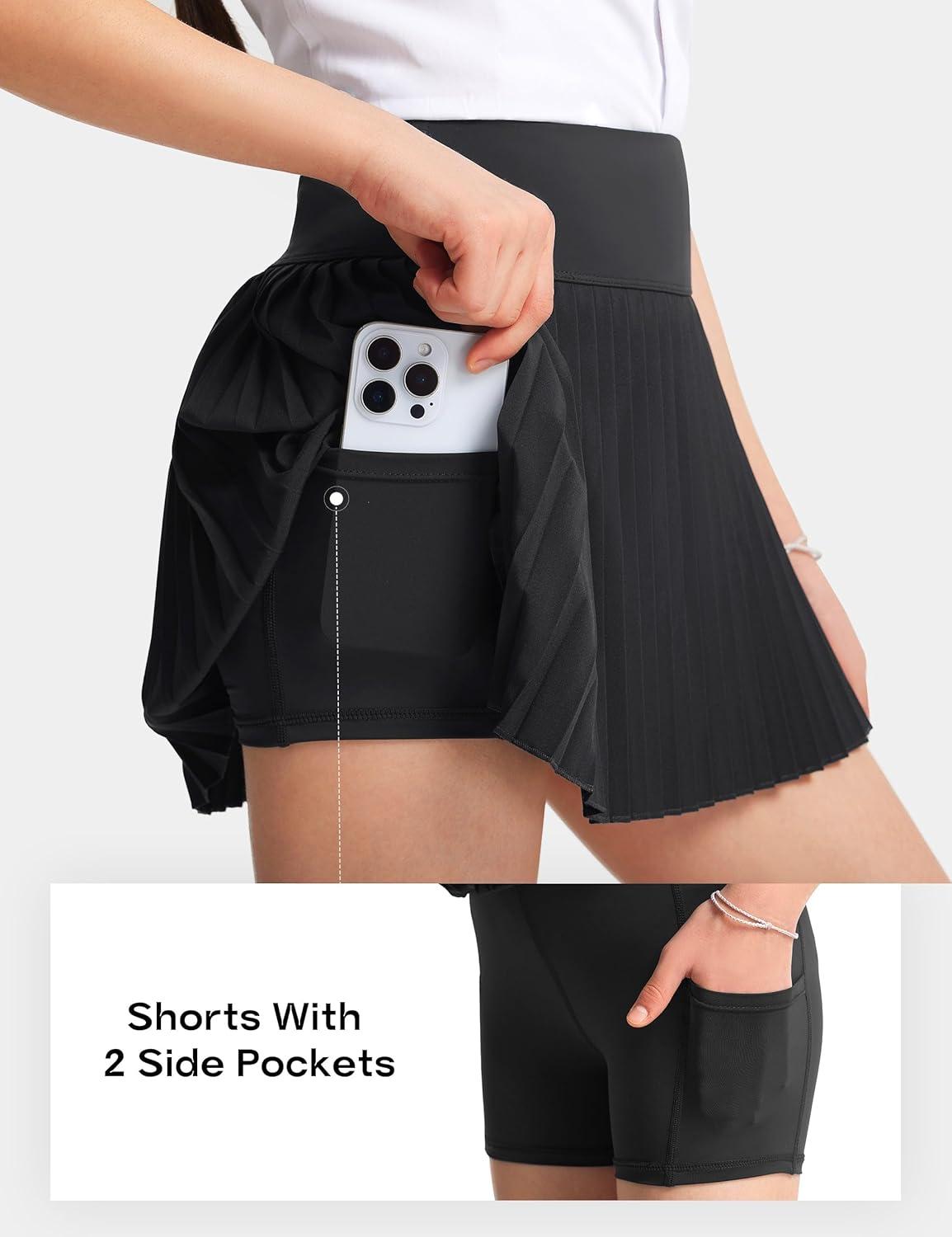 image:imageFitsT4 Sports Girls Uniform Skirts Pleated Tennis Golf Skorts with Shorts amp Pockets Kids School Athletic SkortsBlack